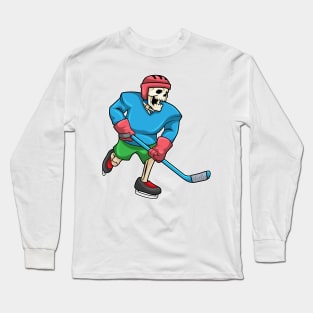 Skeleton at Ice hockey with Ice hockey stick Long Sleeve T-Shirt